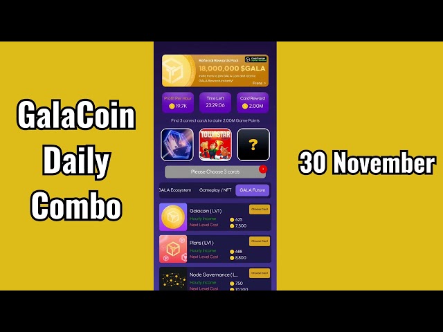 Gala Coin Combo Today 30 November | Gala Coin Daily Combo Today | $GALA Coin Card