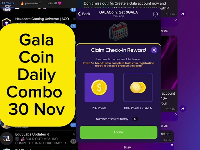 Gala Coin Daily Combo 30 November | Gala Coin Today Combo 30 November | Gala Coin Combo 30 November