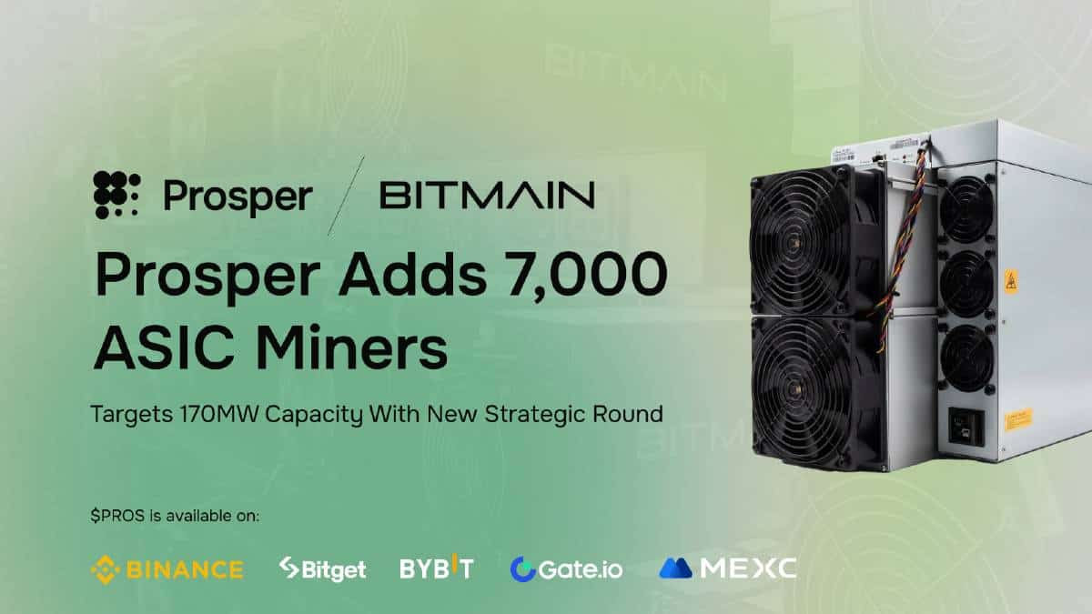 Prosper beschafft neue ASIC-Miner von BITMAIN, um seinem Protokoll eine Ausführungsqualität auf institutionellem Niveau zu verleihen