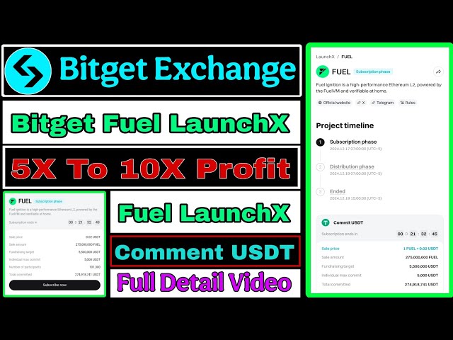 Bitget Fuel LaunchX-Event | Kommentar USDT | 5X-10X Gewinn | Fuel LaunchX-Event | Bitget New LaunchX