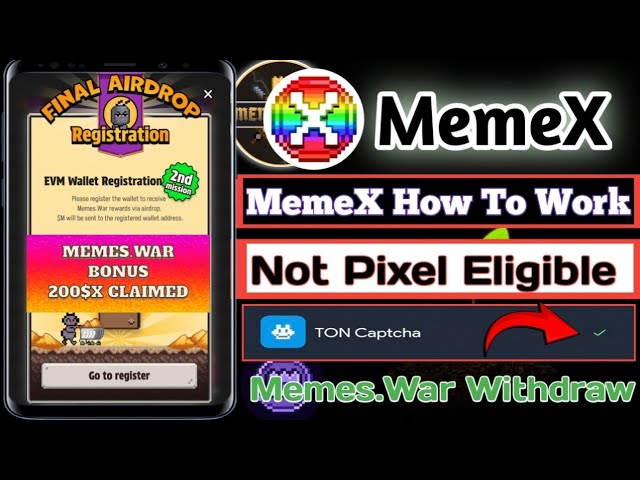 MemeX 에어드롭 | MemeX $X 토큰 | 밈코어 투자 | Memes.War 지갑 연결 | Pixel Ton 보안 문자가 아님