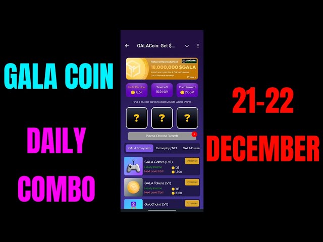 Gala Coin Daily Combo 22. Dezember | Tägliche Gala-Münzen-Kombination | Gala-Münzen-Combo heute