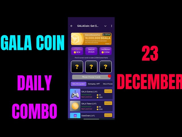 Gala Coin Combo Today | Gala Coin Daily Combo 23 December | Gala Coin Daily Combo