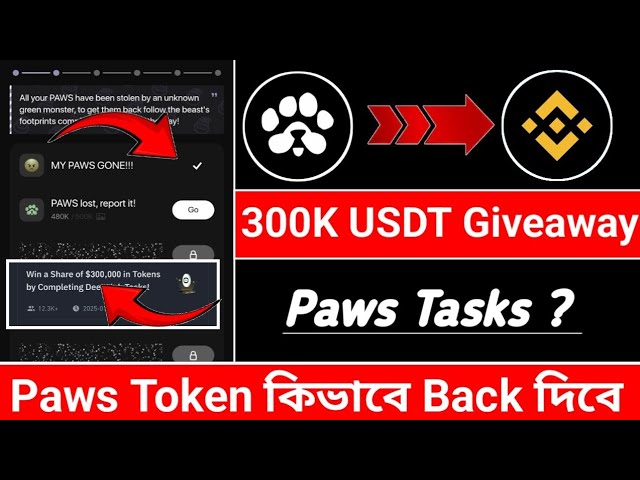 “Binance Web3 活动：赢取 300K USDT！| Paws 代币和 Pawa 任务说明”