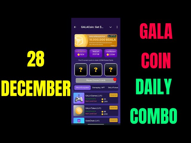 Gala Coin Daily Combo 28. Dezember | Gala-Münzen-Combo heute | Gala-Münz-Kombikarte heute