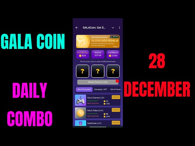 Gala Coin Daily Combo 28. Dezember | Gala-Münzen-Tages-Kombikarte | Gala-Münz-Kombikarte heute