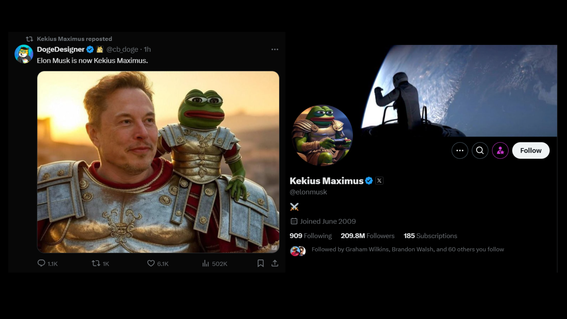 Elon Musk는 자신의 X 사용자 이름을 "Kekius Maximus"로 변경하여 'KEKIUS' 암호화폐 가격을 300% 높였습니다.