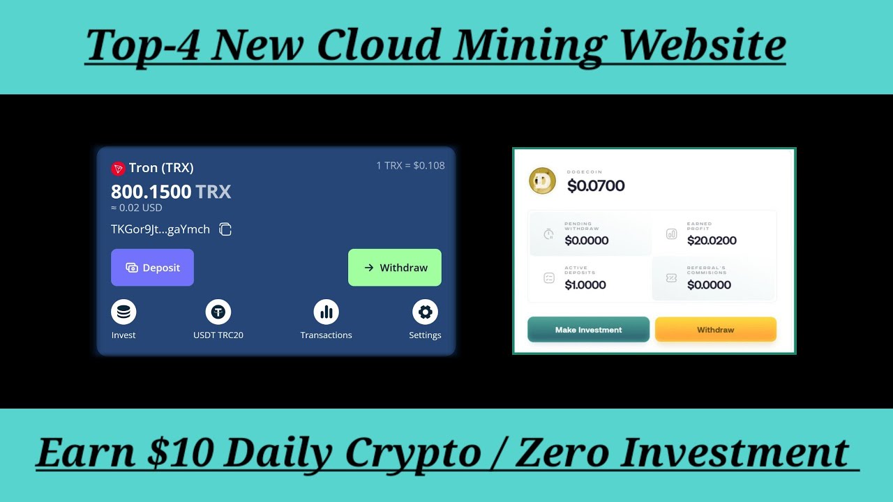 Top 4 des sites Web de cloud mining || Site Web Doge Mining || Gagnez 10 $ de crypto par jour || DOGE, LTC, ETH, TRX ??