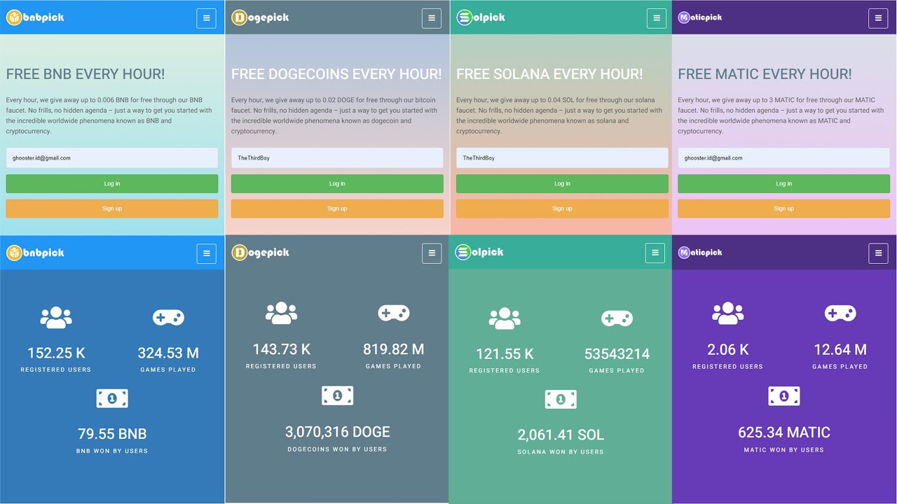 4 網站水龍頭 每 60 分鐘最高可達 2 美元 || BNB/DOGE/SOL/MATICPick.io