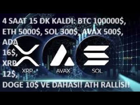 儿子 4 SAAT 15 DK：DOGE 300X，XRP 12$，ADA 16$，AVAX 500$，SOL 300$，ETH 5000$ VE BTC 100000$！🚀RALL🔥🔥