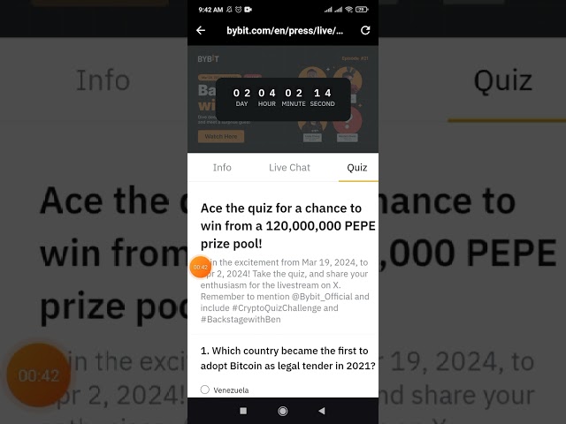 Réponses au quiz Bybit | Total de 120 millions de jetons Pepe distribués | Défi Quiz Crypto