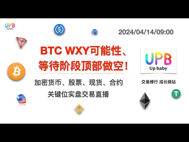 Possibility of BTC WXY, short selling at the top of the waiting phase! / UPB Trading Practice Bitcoin Latest Market Analysis 2024/04/12/21:30