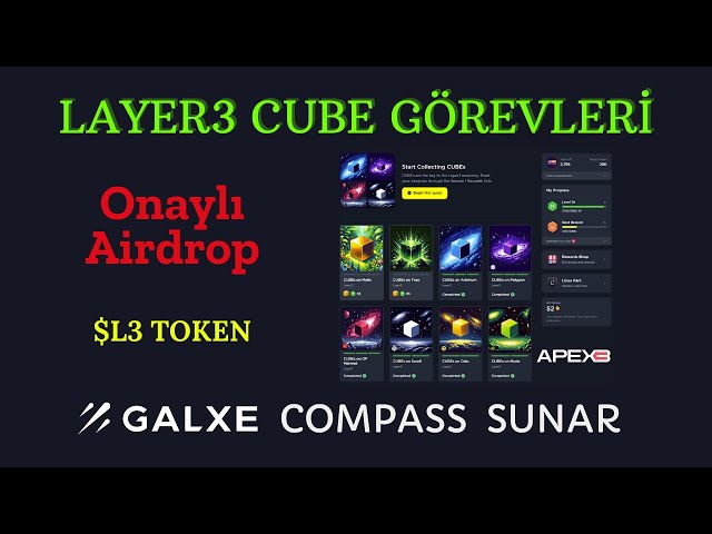 Layer3 $L3 トークン エアドロップ キューブ クエスト Galxe Compass