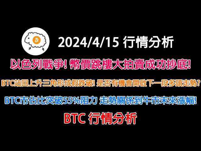 Israel-Krieg! Die Währungspreissprungauktion hat den Boden erfolgreich gekauft! BTC kehrte zum aufsteigenden Dreieck zurück und bildete einen falschen Ausbruch! Gibt es eine Chance, den nächsten Aufwärtstrend auszulösen? Der Trend des BTC-Marktanteils