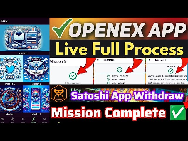 OpenEx 所有任务完成实时流程 | Satoshi Oex 提现，10 USDT 测试网最长 KYC 测验