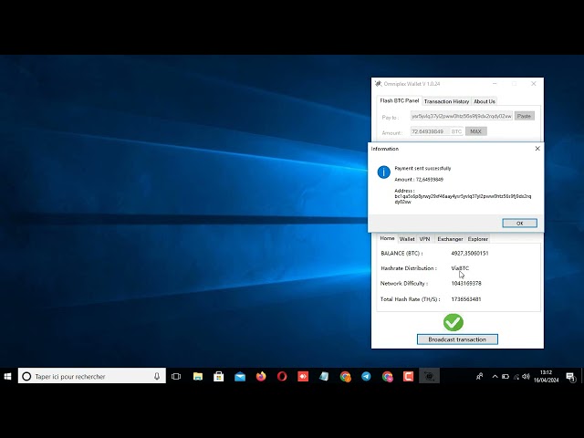 OMNIPLEXWALLET ソフトウェア V1.0.2024 を使用した Flash Bitcoin について