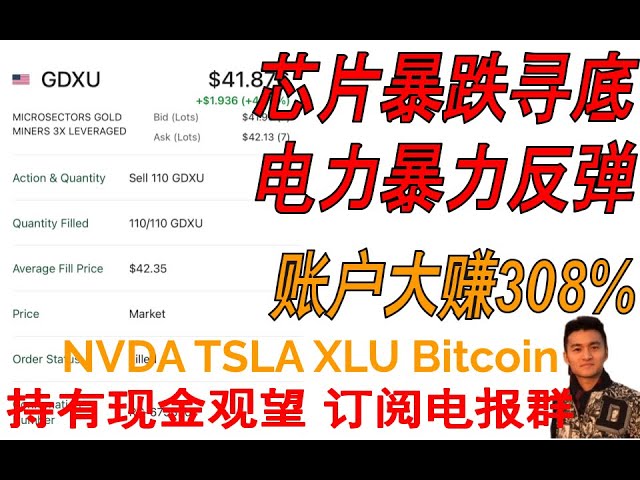 筹码暴跌并找到底部！电量猛烈反弹！ NVDA TSLA XLU 比特币富途官方合作兑换码：J3JYGKWQ MOOMOO 邀请码：C4VL66EM