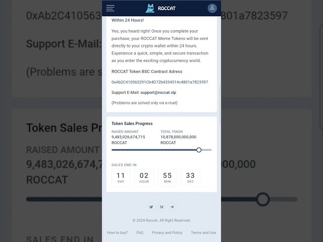 Roccat Token Pre-Sale is about to end 🚀🚀 #avax #bitcoin #doge #etherium #roccat #shiba #pepe #xrp