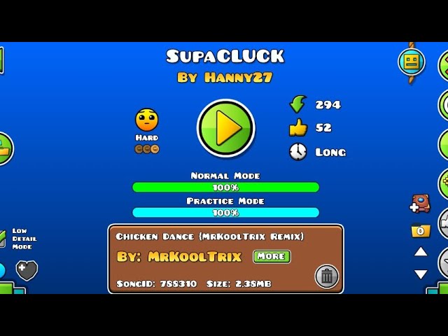 SupaCluck Geometry Dash By Hanny27 100% 1 Coin