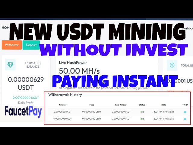 Nouvelle exploitation minière USDT | Payer le portefeuille Faucetpay | Gagnez des USD gratuits | Aucun investissement