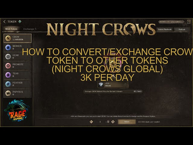 Nightcrows Wie wandelt man Crow-Token in andere Token um bzw. tauscht sie um (3.000 pro Tag?)