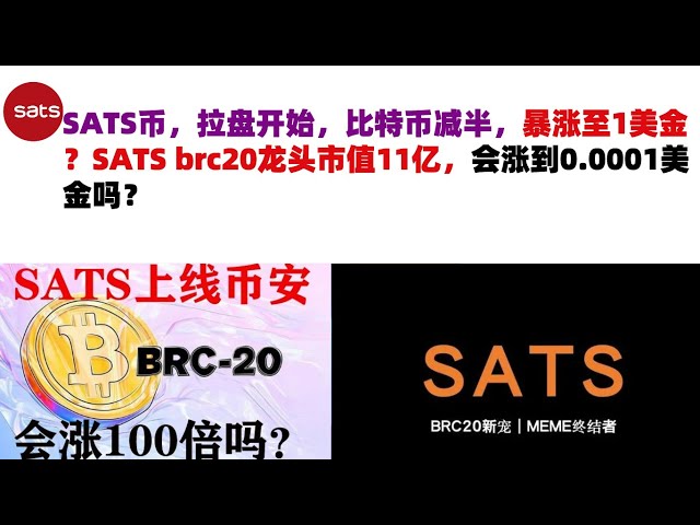 SATS-Währung, Marktsog beginnt, Bitcoin halbiert, schoss auf 1 $ in die Höhe? Der führende Marktwert von SATS brc20 beträgt 1,1 Milliarden. Wird er auf 0,0001 US-Dollar steigen? SATS-Münze | SATS-Coin-Marktanalyse!