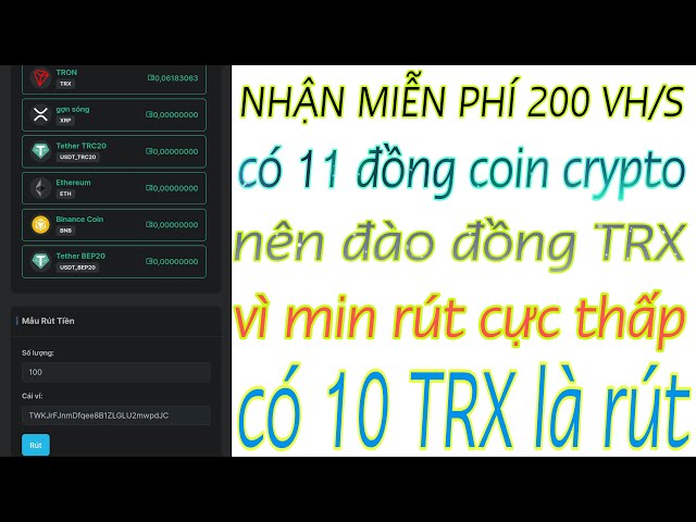 RECEIVE FREE 200 VH/S MINING 11 TYPES OF CRYPTO COINS, SHOULD MINE TRX BECAUSE MIN WITHDRAW IS 10 TRX DIGGING VERY FAST