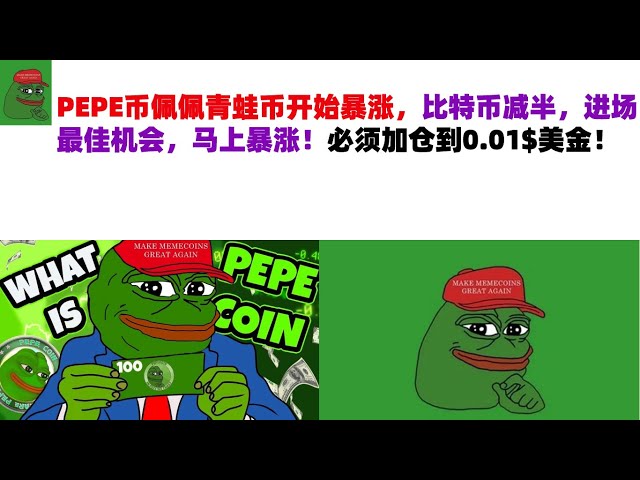 PEPE幣佩佩青蛙幣開始暴漲，比特幣減半，入市最佳機會，馬上暴漲！部位必須增加至0.01$ USD！ PEPE 幣 |青蛙幣市場分析！