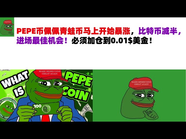 PEPE币佩佩青蛙币马上开始暴涨，比特币减半，入市最佳机会！仓位必须增至0.01$ USD！ PEPE 币 |青蛙币市场分析！