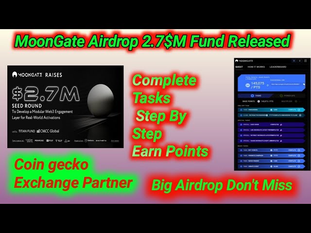 MoonGate Airdrop//Blockiert durch Titan2.7$ M Fund//Liste bei Coin Gecko Exchange//Verpassen Sie nicht alle