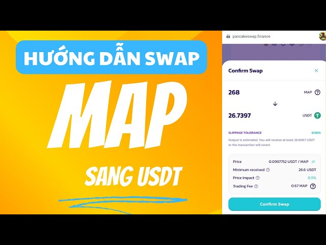 在 Metamask 和 Pancakeswap 上将 Map 代币兑换成 USDT 的说明