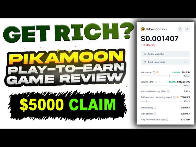 P2E에서 $5000 Pika 토큰을 받으세요 🔥 - Pikamoon 게임플레이를 무료로 플레이하여 획득하세요 🚀| 암호화폐 수익 게임 2024