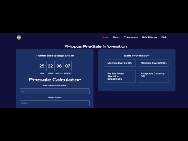 SolanaベースのMemecoinであるHipposolが$Hipposトークンのプレセールラウンドを発表