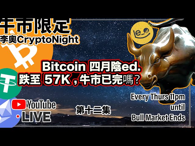 【Leo CryptoNight🌛】Episode 12 😨 Bitcoin war im April bewölkt. Auf 57.000 gesunken, 🫥Ist der Bullenmarkt vorbei? #Bitcoin #Bitcoin #Kryptowährung