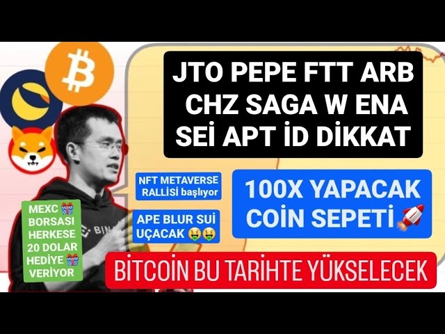 JTO PEPE FTT ARB CHZ SAGA W ENA APT ID 注意🚨100倍になるコインバスケット🚨この日にビットコインが上昇します