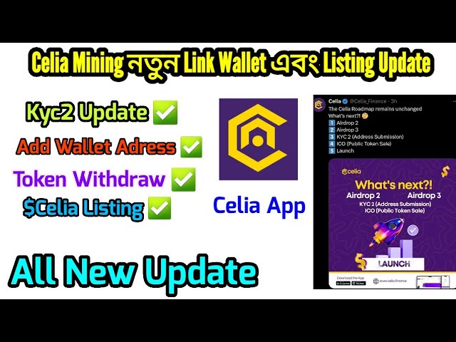 Celia Mining Nouveau lien d’adresse de portefeuille ou mise à jour de la liste des jetons Kyc2 et Celia | Celia Mining nouvelle mise à jour