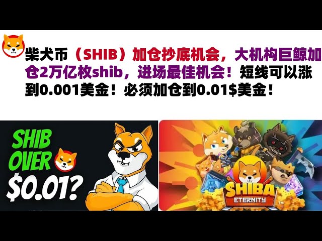 Shiba Inu Coin (SHIB) est l’opportunité d’ajouter des positions pour acheter le plus bas. Les grandes baleines géantes institutionnelles ajoutent 2 000 milliards de shibs, la meilleure opportunité d'entrer sur le marché ! À court terme, il peut attein