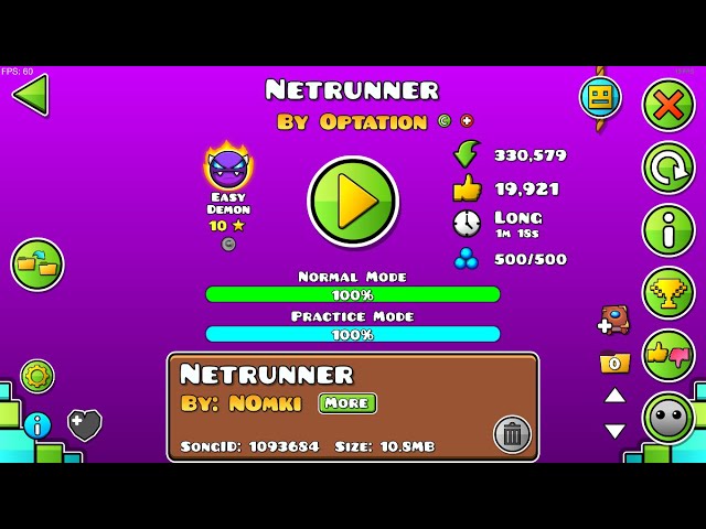 [Easy Demon] Netrunner (No Coin) | By Optation | Geometry Dash 2.2