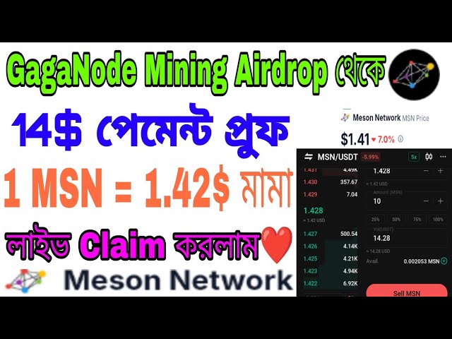 14$ I'll throw| GagaNode Mining Withdrawal Process| MSN Token Claim | Live MSN Token Claim Process