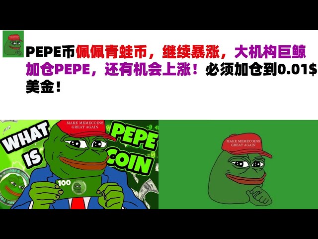 PEPE 코인, Pepe Frog 코인이 계속 급등하고 있습니다. 대규모 제도적 거대고래들이 PEPE에서 지위를 높였으며, 여전히 상승할 기회가 있습니다! 포지션을 0.01$ USD로 늘려야 합니다! PEPE 코인|금