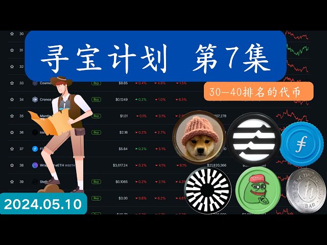 "암호화폐 보물찾기 계획" 7화 30-40 시가총액 토큰 요약, #WIF #PEPE #HBAR #IMX #APT #fil #MNT #ATOM #Altcoin