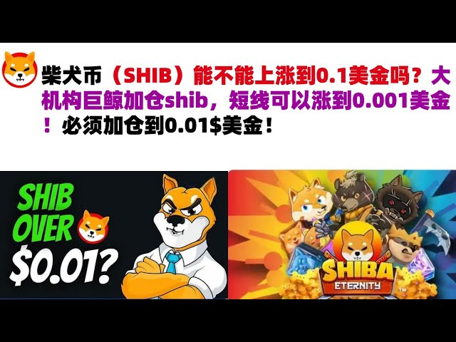 柴犬币 (SHIB) 能涨到 0.1 美元吗？大型机构巨鲸加仓shib，价格短期可涨至0.001美元！仓位必须增至0.01$ USD！希布币 |柴犬