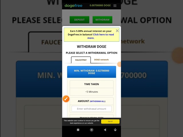 DOGE coin Binance+Faucetpay paiement à 100%