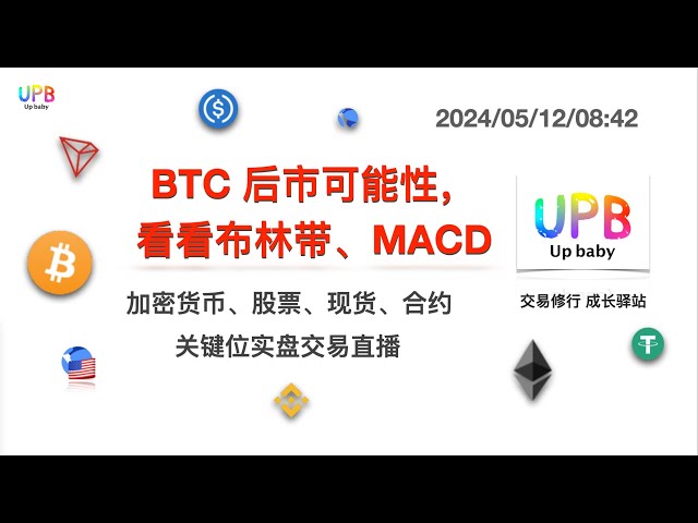 BTC market outlook possibilities, look at Bollinger Bands, MACD / UPB trading practice Bitcoin latest market analysis 2024/05/12/08:42