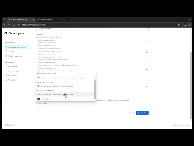Tutoriel Nouveau jeton Airtable