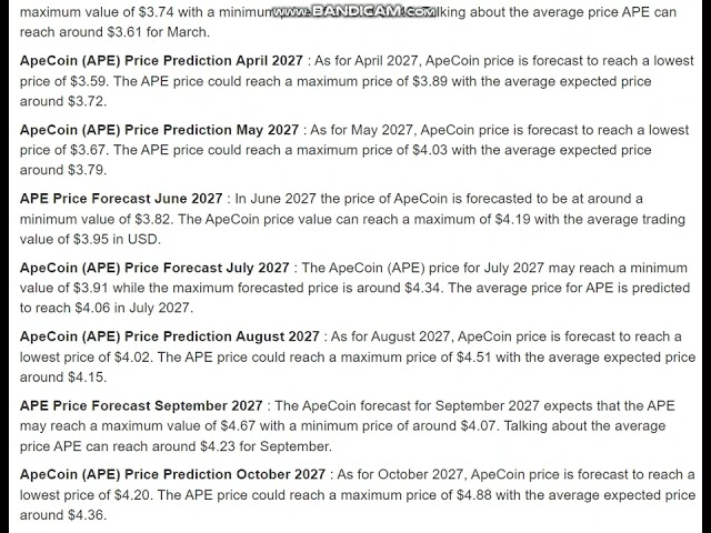 ApeCoin (APE)-Preisvorhersage 2027 - ApeCoin (APE)-Preisvorhersage