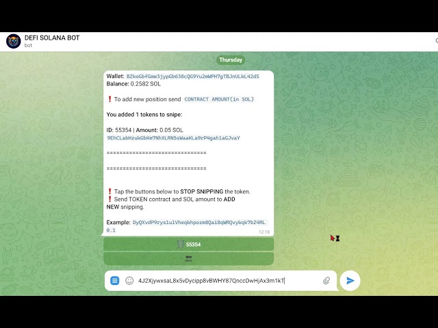 How to input a Token into your Sniper - Link to bot: https://t.me/DEFISOLANABOT?start=2052569989