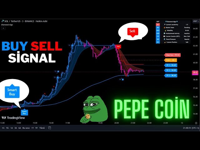 Live Pepe Coin Signaux d'achat et de vente de 5 minutes (images enregistrées à partir de notre diffusion en direct existante)