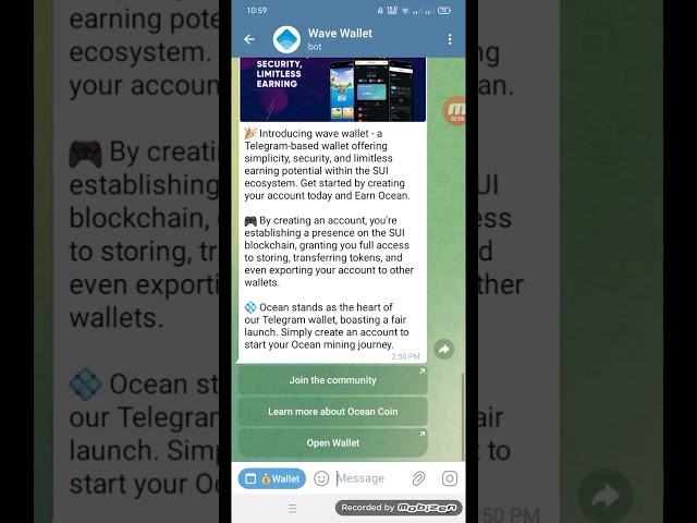 Wave钱包（海洋币）Telegram挖矿项目🤩🤩在Sui Network上挖矿Ocean🤩🤩