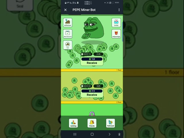 Extraction de la monnaie Pepe via le robot mineur Telegram.pepe sur l'application Telegram